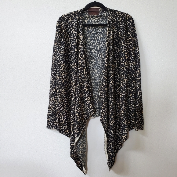 Victor Leopard Print Fine Merino Wool Open Cardigan - Picture 1 of 5